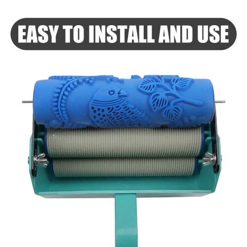 KALLORY blue decorative paint roller with embossing texture 2