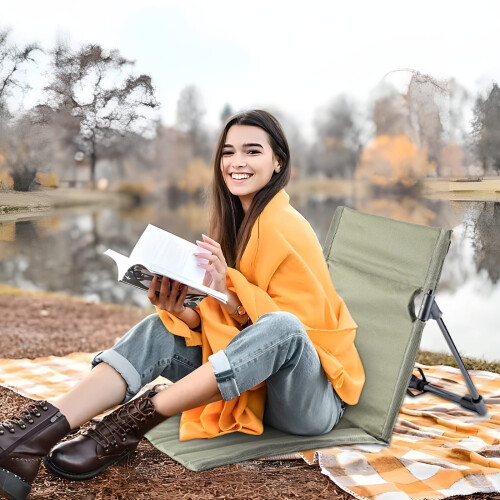 Chaise de sol pliante portable avec dossier pour extérieur 1