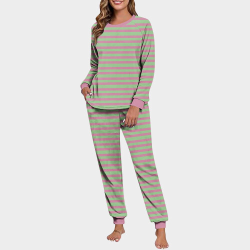 Dam vinterpyjamasset dubbel fleece 2 delar 1