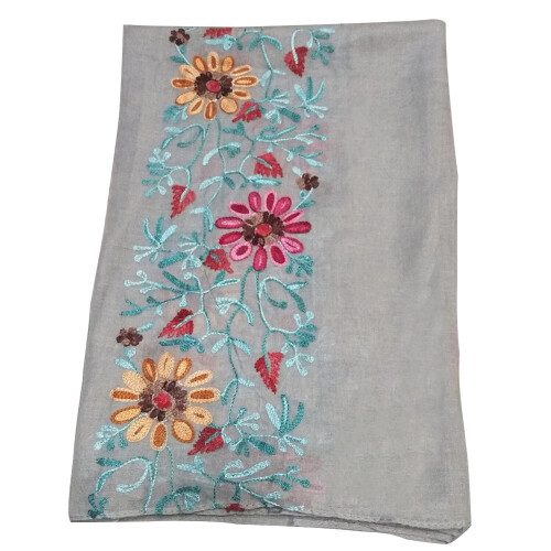 Écharpe longue en coton brodé à fleurs pour femme 2