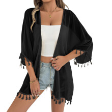 Damen-Strandkleid, Kimono-Cardigan, gehäkelt