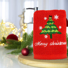Serviettes de Noël en coton brodé, lot de 3