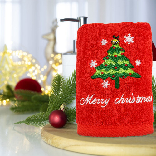 Serviettes de Noël en coton brodé, lot de 3