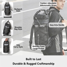 20L Waterproof Dry Bag Backpack for Kayaking, Hiking, Camping, Boating, Beach and Swimming Black