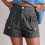 Damen-Trainingsshorts mit hohem Bund, Retro-Stil, einfarbig 2