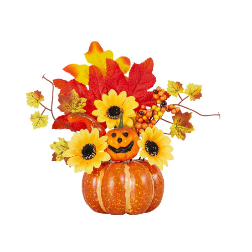 Décoration de citrouille artificielle multicolore avec feuilles et baies 1