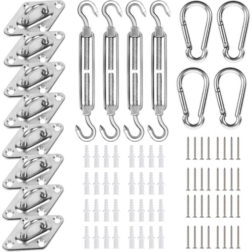Kit de voile d'ombrage avec fixations en acier inoxydable M6