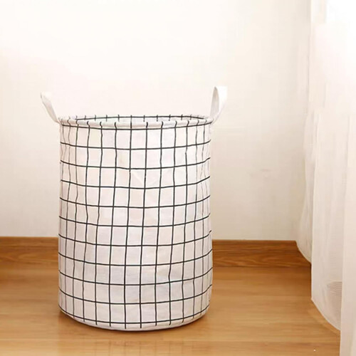 Opvouwbare wasmand wit geruit 1 stuk 1