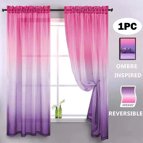 Sheer Gradient Tulle Curtain Panel Voile 1x2m Hot Pink 1