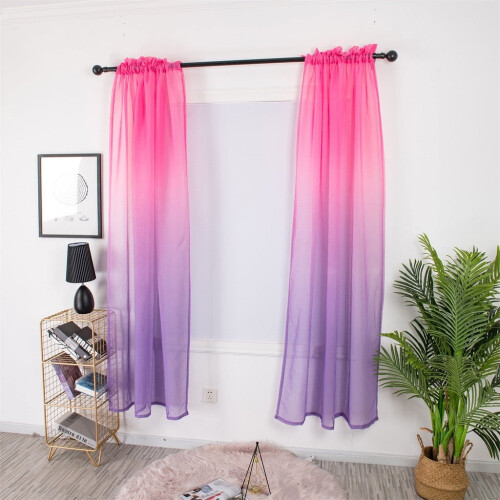 Sheer Gradient Tulle Curtain Panel Voile 1x2m Hot Pink 2