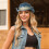 Cappello a secchiello in denim da donna, blu, stile western. 2