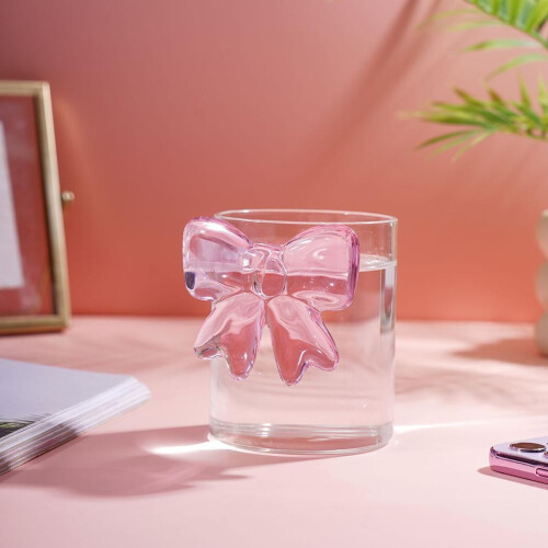 Vaso de cristal con lazo rosa estilo princesa 1