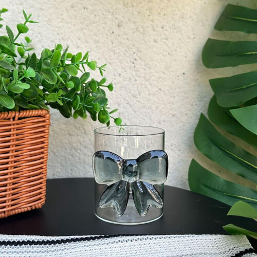 Vaso de cristal con lazo rosa estilo princesa 2