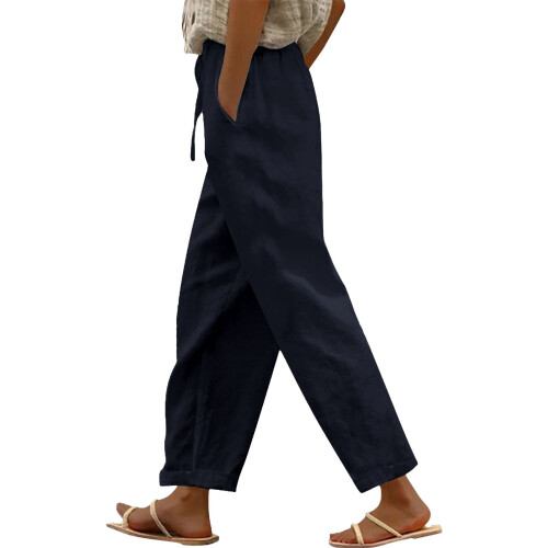 Damen-Leinenhose, marineblau, Größe 3XL