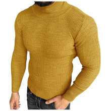 Pull homme à col rond, couleur unie, en maille