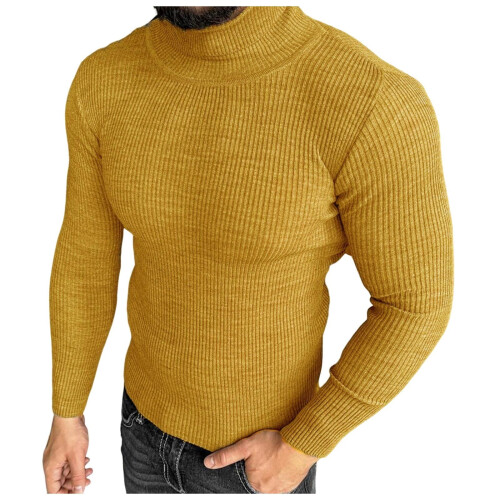Pull homme à col rond, couleur unie, en maille
