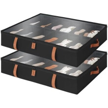 Schoenorganizer voor onder het bed, zwart, 2-pack, 24 paar