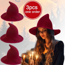 3PCS Halloween Witch Hat Lightweight Wizard Hat Fashion Pointed Knitted Role Play Accessories