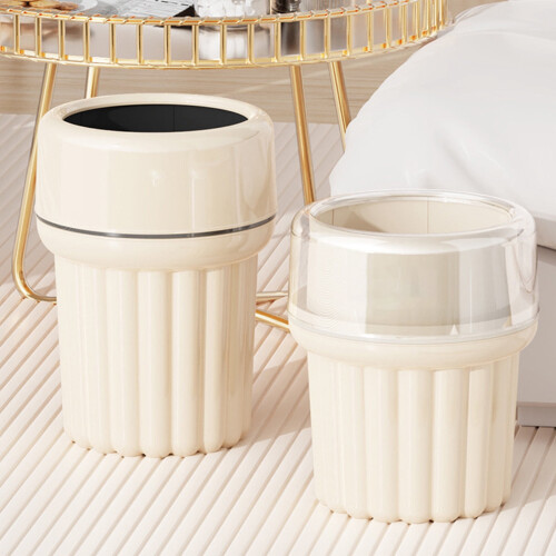 Kitchen Trash Can Step-On Lid Tall White13Gallon