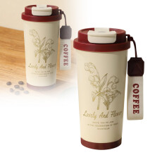 Pahar vidat din oțel inoxidabil cu imprimeu floral, 473 ml