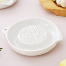 Ceramic garlic grater plate white 3.6 inch