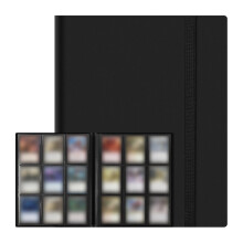 Álbum de cartas colecionáveis com 9 bolsos e abertura lateral.