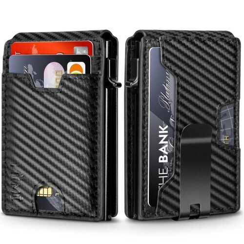 Men's minimalist aluminum wallet with RFID blocking and 1
