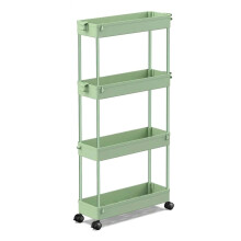 Slim 4-tier rolling storage cart for bathroom kitchen