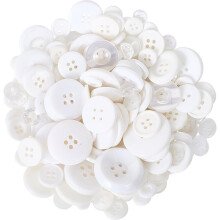Hvide Resinknapper Vintage Style 4-Hullers 150g