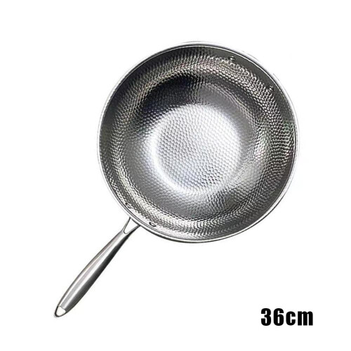 Stainless Steel Wok with Scallion Pattern 1 pcs