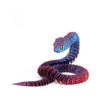 Ornamento de cobra impresso em 3D, realista, luminoso e com articulações móveis.