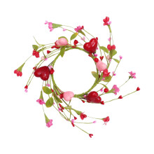 Valentinstag-Kerzenring-Kranz mit roten und rosa Blumen und