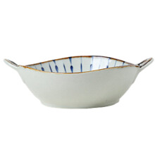 Blaue Keramik-Ramen-Schüssel mit Doppelgriffen (1 Stück)