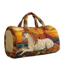 Exquisite Horse Motif Quilted Travel Bag – Portable, Waterproof, Anti-Tear, Thickened Handles, Compatible with Business Trip, Holiday & Daily Use