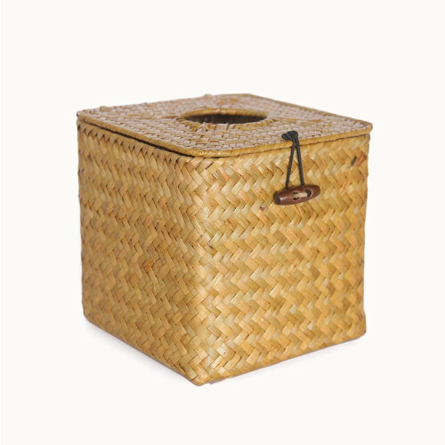 Boîte à mouchoirs tissée carrée noire 1