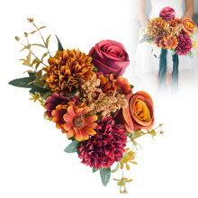 Künstlicher Rosen- und Chrysanthemenstrauß, orange, 1 Stück