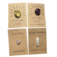 Tarjeta de agradecimiento con bolsillo de piedras naturales, paquete de 12