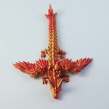 Estatueta de dragão vermelho e dourado impressa em 3D, 14 cm