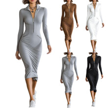 Bodycon-klänning Långärmad Brun XL