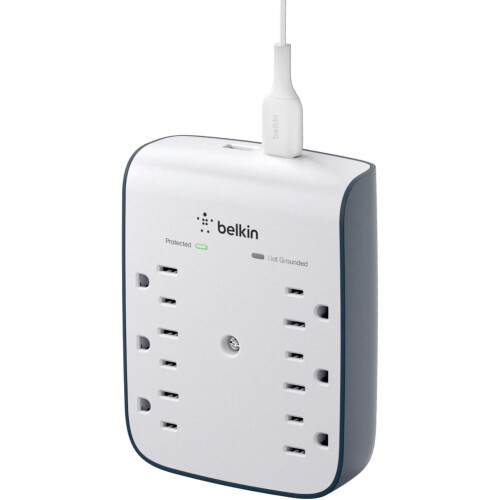 Protetor de sobretensão de parede YANTONG com 6 tomadas e 2 portas USB - A900J