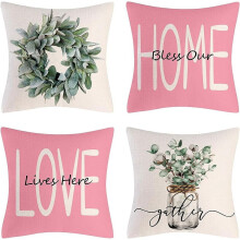 Housses de coussin style ferme, bleu foncé, 50 x 50 cm, lot de 4
