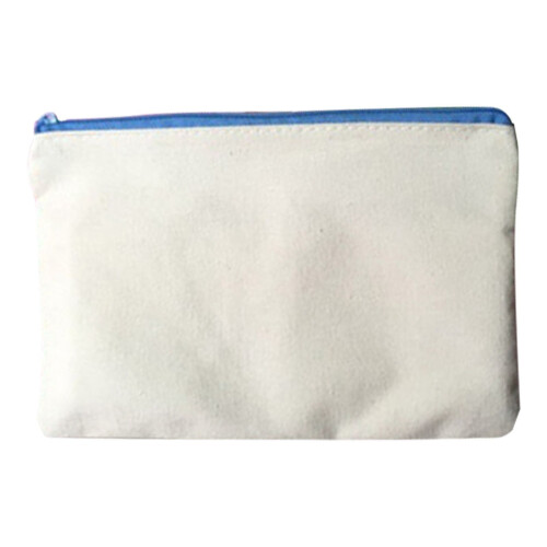 Bolsa de lona com zíper, algodão natural, 20x12,5 cm (8x5 polegadas)