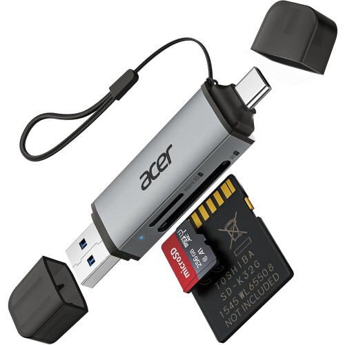 Leitor de cartão SD USB-C com dois slots USB 3.0 para microSD/SDXC
