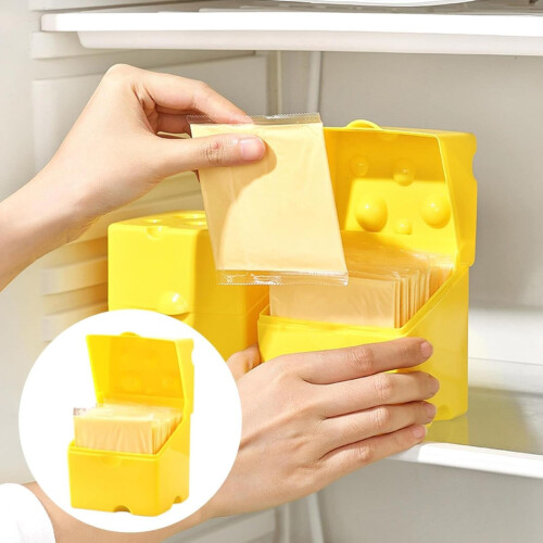 Contenitore per fette di formaggio in plastica con coperchio a ribalta