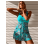 Tankini de mujer de dos piezas con estampado paisley turquesa. 1