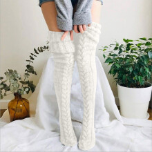 Harige fleece huissokken voor dames, warm, zacht, wit, 1 paar