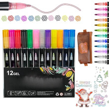 Gugliet konturpennsett metallisk glitter 12/24/36/48 farger