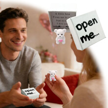 Coffret cadeau Mini Ours en peluche pour la Saint-Valentin, blanc, 5 x 5 x 3 cm