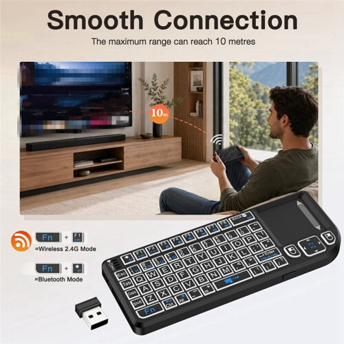 M15 Dual Mode  2.4G Wireless Keyboard Touchpad Combo 7-Color Backlit  Keyboard for Android PC Laptop 1