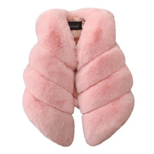Gilet invernale caldo da bambina in pelliccia di coniglio, senza maniche, con scollo a V.